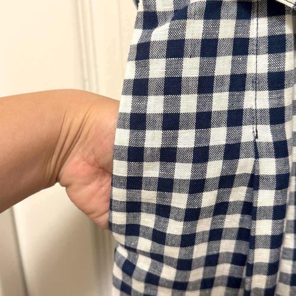 NWT Boden Arabella Linen Blend Dress in Navy Gingham - Picture 10 of 12